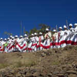 The clergy and Debtera (scholars versed in the liturgy and music of the church) lift their voices in hymn and chant just as it has been for over a 1,500 years when Ethiopia accepted Christianity.